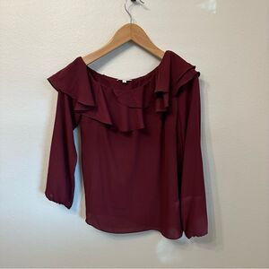 Maette Off-Shoulder Burgundy Blouse